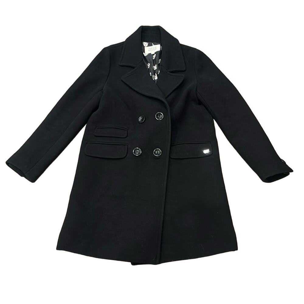 Teenie Weenie Women's Double Breasted Wool Pea Coat Black Size M
